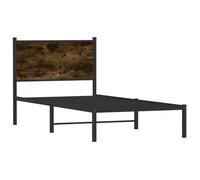 Lit Brun - LEMON - Cadre de lit - sommier à lattes, en métal, sans matelas, chêne fumé 90x190 cm FR326