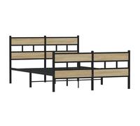 Lit Brun - LEMON - Cadre de lit - sommier à lattes, en métal, sans matelas, chêne sonoma 140x190 cm FR873