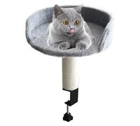 Lit Bureau Chat - Fer Peluche Sisal 36x31x31cm | Hamac Chat Suspendu Lumineux 360° Rotation | Nid Ajustable Fixation Bureau pour Chats D'Intérieur sur Table