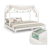 Lit Enfant 90x200 cm cabane - matelas sommier Beige G