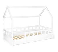 IDMarket - Lit cabane Enfant 80 x 160 CM NEREE Blanc avec sommier et barrières