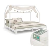 Lit Enfant 90x200 cm cabane - matelas sommier Beige G
