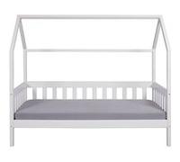 Lit cabane à lattes pour enfant 90x200cm en pin massif vernis coloris blanc - longueur 207 x profondeur 97 x hauteur 174 cm - PEGANE - Blanc