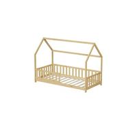 Minea Lit cabane TCHOUPI enfant avec barrière 90x190 cm Bois (matelas non inclus)