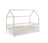 Lit Cabane Avec Barrières Et Tiroir Luna Blanc 90x190 - Laïba Kids