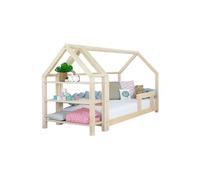 Lit cabane avec étagère 120 x 190 verni