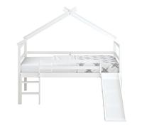 Lit Cabane avec Toboggan - SUNNY - Sunny River - Blanc - 90x200 cm - 1 place
