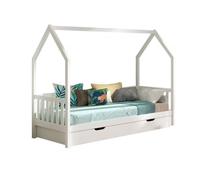 Lit cabane cabane blanc 90x200 + tiroir enfants