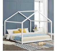 Lit cabane Cerro bois de pin 160 x 200 cm blanc