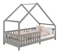 Lit cabane CORA lit enfant simple montessori asymétrique en bois 90 x 200 cm en pin massif lasuré gris Gris G