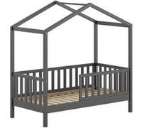 Lit Cabane Enfant "Dallas" 70x140cm Anthracite