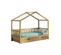 Lit Cabane Dallas Chêne 90x200 + Tiroir Beige G