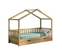 Vipack Lit cabane Dallas chêne 90x200 avec tiroir