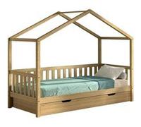 Vipack Lit Cabane Dallas Chêne 90x200 + Tiroir