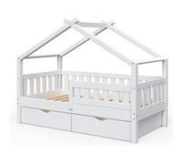 VitaliSpa lit cabane Design, Blanc, 80x160 cm avec 2 tiroirs