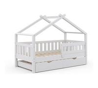 VitaliSpa lit cabane Design, Blanc, 80x160 cm avec lit d'appoint