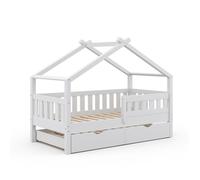 Lit cabane Design 80x160 cm avec lit d'appoint Blanc Vitalispa