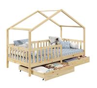 IDIMEX Lit cabane ELEA lit Enfant Simple Montessori 90 x 200 cm, avec 2 tiroirs de Rangement, en pin Massif à la Finition Naturelle
