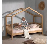 Lit Cabane En Chêne Massif Romane Bois Naturel 90X200