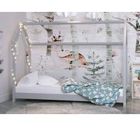 Lit Cabane En Pin Massif Axel Gris & Chêne 90X200