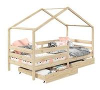 IDIMEX Lit cabane ENA lit Enfant Simple Montessori 90 x 190 cm, avec 2 tiroirs de Rangement, en pin Massif à la Finition Naturelle