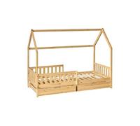 Atmosphera - Lit cabane Enfant Bosco 2 tiroirs 194,8x98x155,5cm Naturel