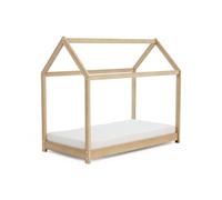 WEBABY - Lit enfant Cabane 70x140 en bois hêtre brut| A partir de 6 ans