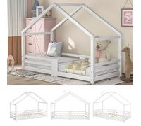 Lit cabane enfant - 90 x 200 cm - Protection antichute - Bois massif - Montage facile