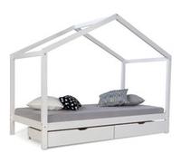 Lit cabane enfant 90x200 avec tiroirs bois Blanc Blanc G