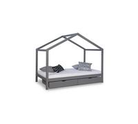 Lit cabane enfant 90x200 avec tiroirs bois Gris