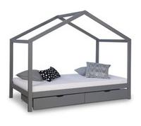 Lit cabane enfant 90x200 avec tiroirs bois Gris
