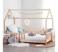 Sans Marque Lit cabane 90x190 en bois sans matelas Atmosphera - Beige