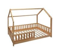 Petit mobilier enfant Pegane Lit cabane enfant en bois coloris beige ficelle - Longueur 195 x Profondeur 98,2 x Hauteur 145,7 cm --