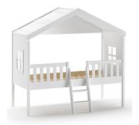 Vipack Lit cabane en bois Housebeds HBZG9014 pour enfants avec échelle Blanc