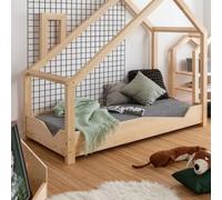 Lit cabane enfant luna a pin massif, couchage 90x160 cm