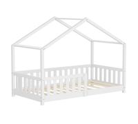 ML-Design Lit Cabane d'Enfant 80x160 cm Blanc en Pin Massif avec Protection Antichute,