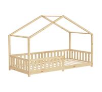 ML-Design Lit Cabane d'Enfant 90x200 cm Naturel en Pin Massif avec Protection Antichute, Beige G
