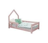 Lit cabane enfant POPPI 140 x 200 rose pastel 2
