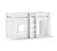 Lit Cabane Enfant ""Reno"" 90x200cm Blanc