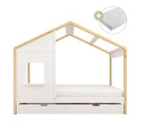 Lit Cabane Enfant - SUNNY - Beau - Matelas hybride 90x200 inclus - Tiroir de rangement - Bois massif