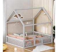 Lit cabane Enfants 140x200 avec sommier à Lattes,lit superposé Enfant avec marches,lit Mezzanine 1 Places avec penderie,lit Enfant avec Barriere,lit Mezzanine Enfant,Blanc