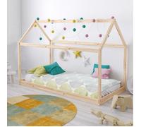 Lit cabane et sommier 70x140 Panda - Naturel