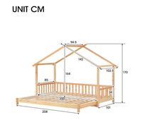 Lit cabane extensible, lit de maison, lit d'enfant, lit de jour, lit simple et double, bois massif pur, naturel (20