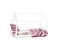 IDMarket Lit cabane enfant Nessi 90 x 190 cm blanc avec sommier et barrières
