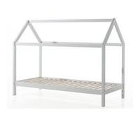 Lit cabane gigogne 90x200 cm pin massif blanc Kali