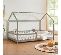 Lit cabane Hesel pour enfants bois de pin 120 x 200 cm gris