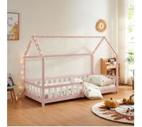 Lit cabane Hesel pour enfants bois de pin 90 x 200 cm rose