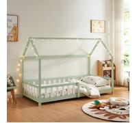 Lit cabane Hesel pour enfants bois de pin 90 x 200 cm vert menthe