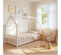 Lit cabane Kiwi 90x190 avec sommier et matelas /Blanc