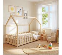 WEBER INDUSTRIES Lit cabane Kiwi 90x190 avec sommier et Matelas/Naturel